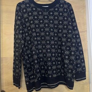 Liz Claiborne Black Sweater with Metallic Gold Threading